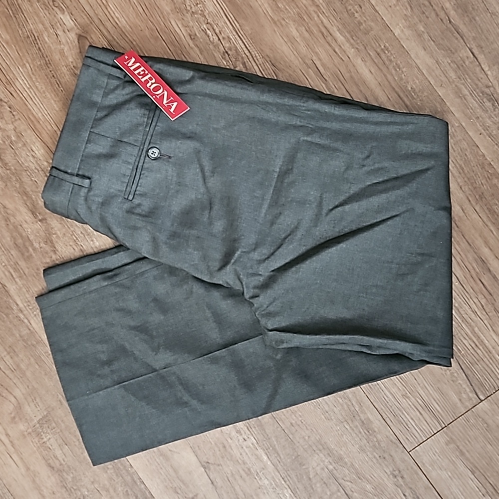 Merona flat front, Grey, suit pants, relaxed fit,  size 36/30